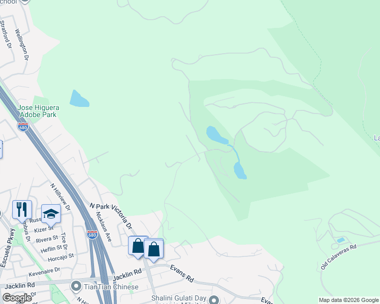 map of restaurants, bars, coffee shops, grocery stores, and more near 1000 Country Club Drive in Milpitas
