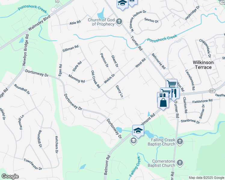 map of restaurants, bars, coffee shops, grocery stores, and more near 6801 West Road in Chesterfield