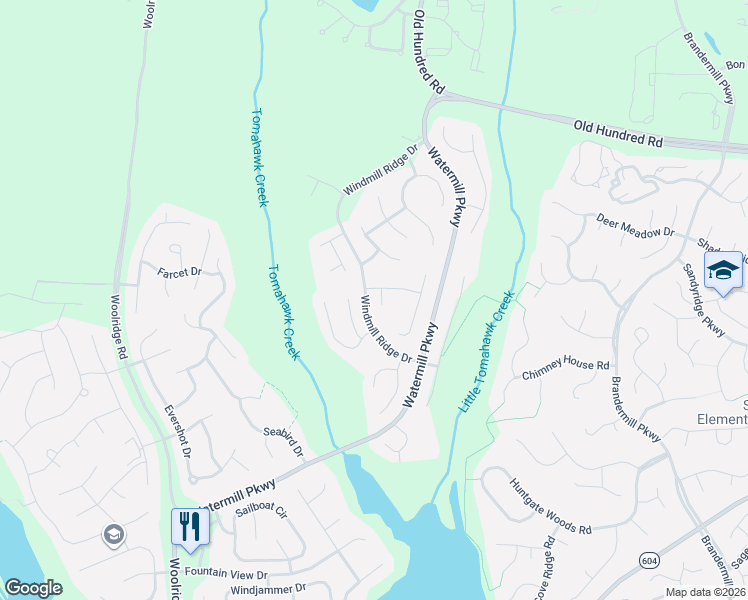 map of restaurants, bars, coffee shops, grocery stores, and more near 14912 Mill Flume Court in Midlothian