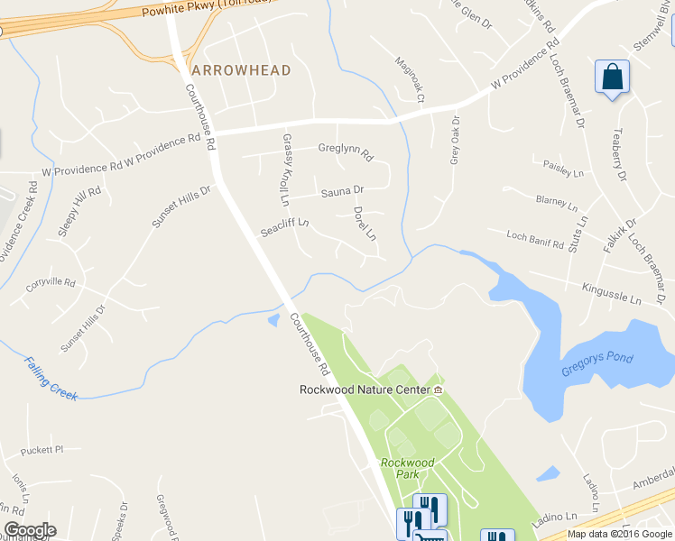 map of restaurants, bars, coffee shops, grocery stores, and more near 2607 Seacliff Court in Richmond