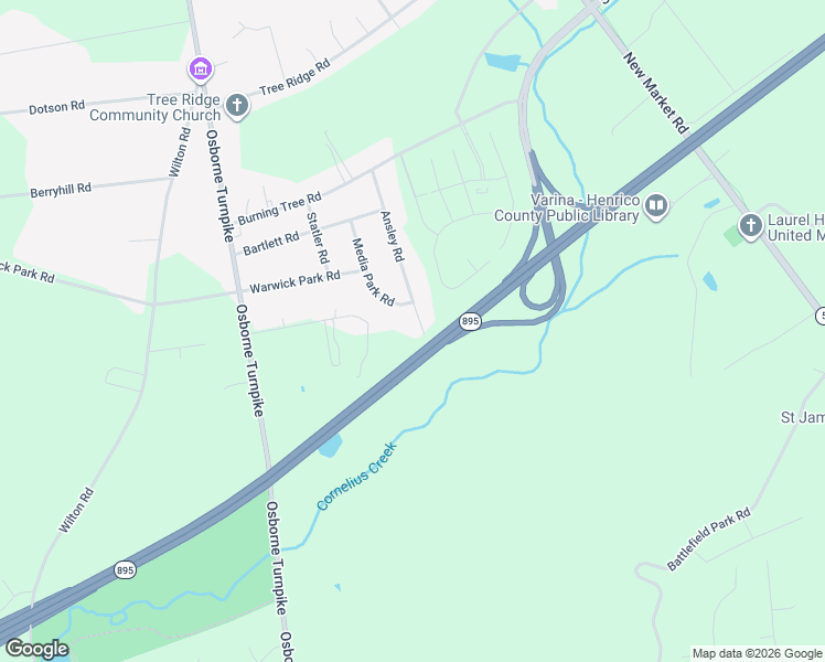 map of restaurants, bars, coffee shops, grocery stores, and more near 7635 Ansley Road in Richmond