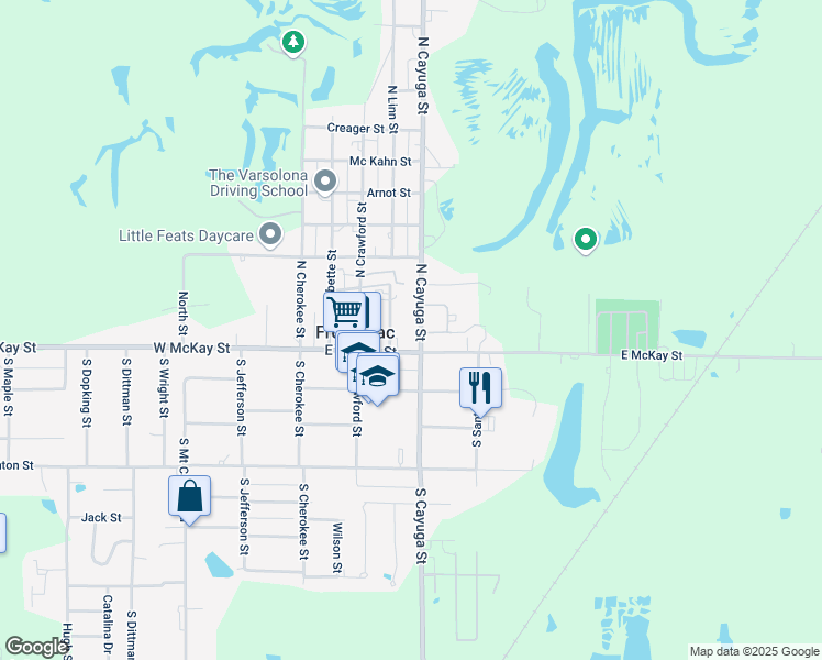 map of restaurants, bars, coffee shops, grocery stores, and more near 401-499 E McKay St in Frontenac