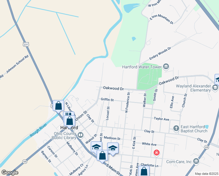 map of restaurants, bars, coffee shops, grocery stores, and more near 441 Oakwood Drive in Hartford