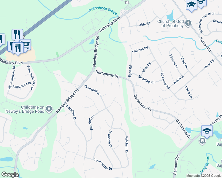 map of restaurants, bars, coffee shops, grocery stores, and more near 3714 Heartside Place in Chesterfield