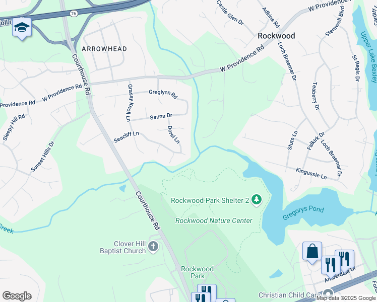 map of restaurants, bars, coffee shops, grocery stores, and more near 2535 Dorel Lane in Richmond