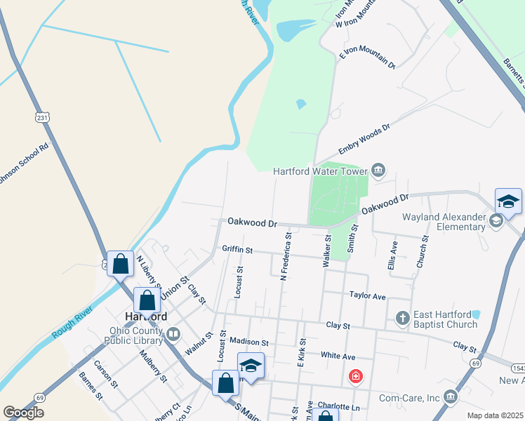map of restaurants, bars, coffee shops, grocery stores, and more near 441-621 Oakwood Drive in Hartford