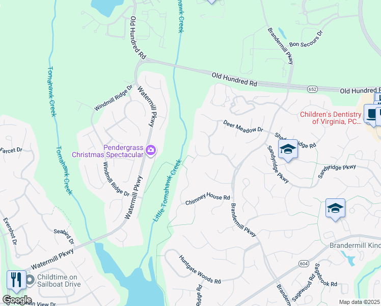 map of restaurants, bars, coffee shops, grocery stores, and more near 14403 Birnam Woods Road in Midlothian