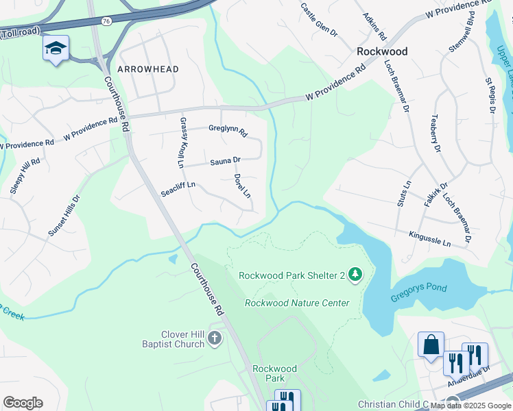 map of restaurants, bars, coffee shops, grocery stores, and more near 2541 Dorel Lane in Richmond
