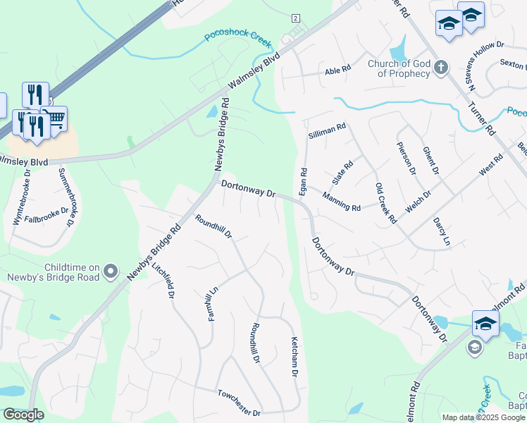 map of restaurants, bars, coffee shops, grocery stores, and more near 3707 Heartside Place in Chesterfield