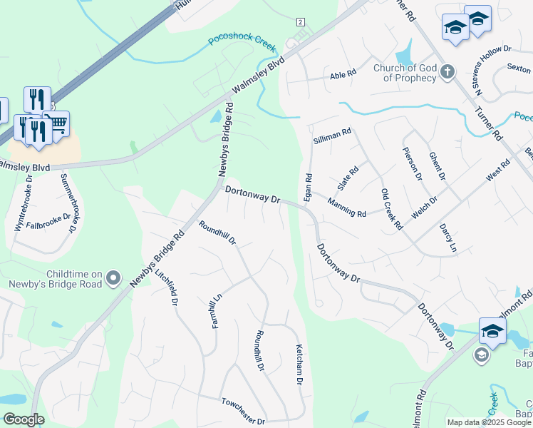 map of restaurants, bars, coffee shops, grocery stores, and more near 3705 Heartside Place in Chesterfield
