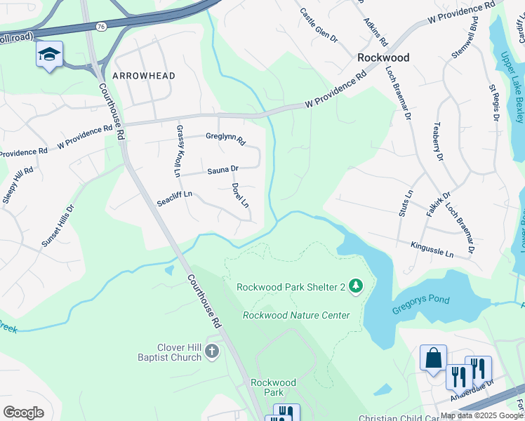 map of restaurants, bars, coffee shops, grocery stores, and more near 2535 Dorel Lane in Richmond