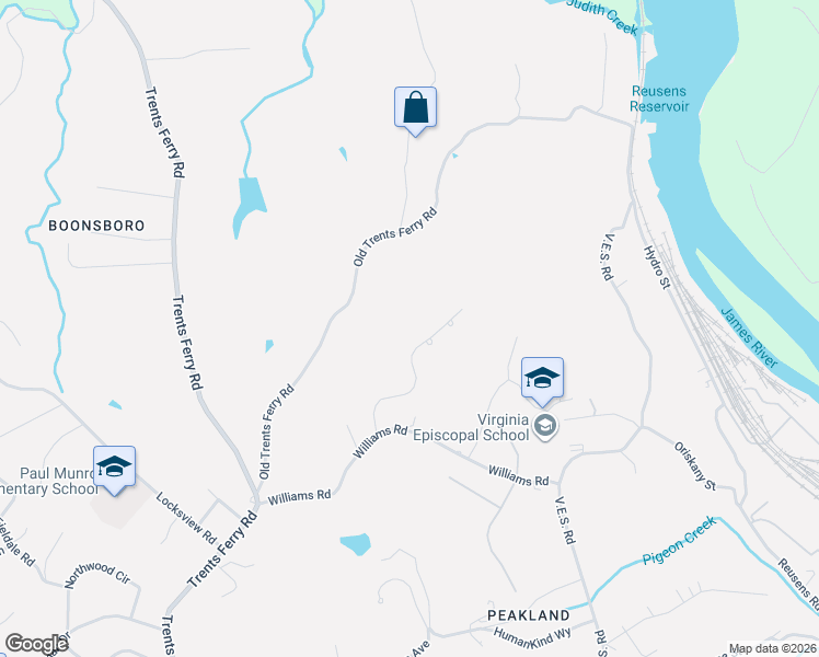 map of restaurants, bars, coffee shops, grocery stores, and more near 929 Rothowood Road in Lynchburg