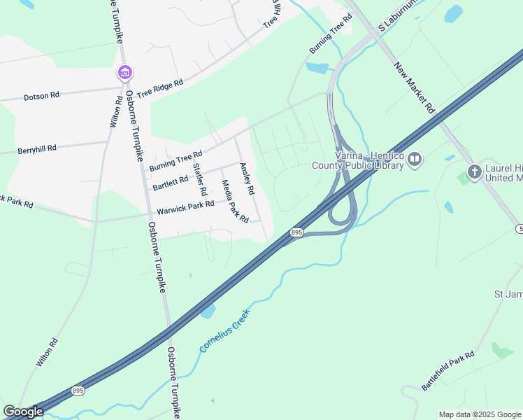 map of restaurants, bars, coffee shops, grocery stores, and more near 7585 Ansley Road in Richmond