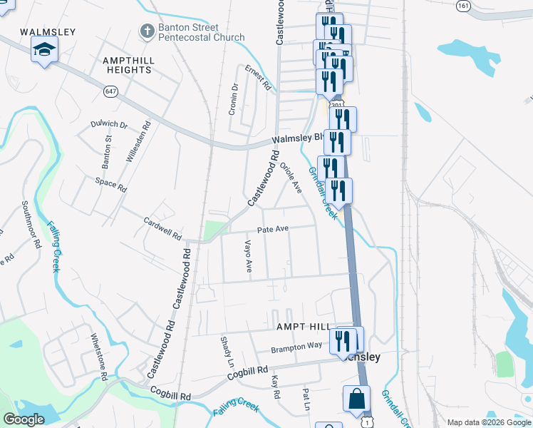 map of restaurants, bars, coffee shops, grocery stores, and more near 2806 Pate Avenue in Richmond
