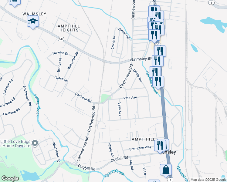 map of restaurants, bars, coffee shops, grocery stores, and more near 4906 Castlewood Road in Richmond