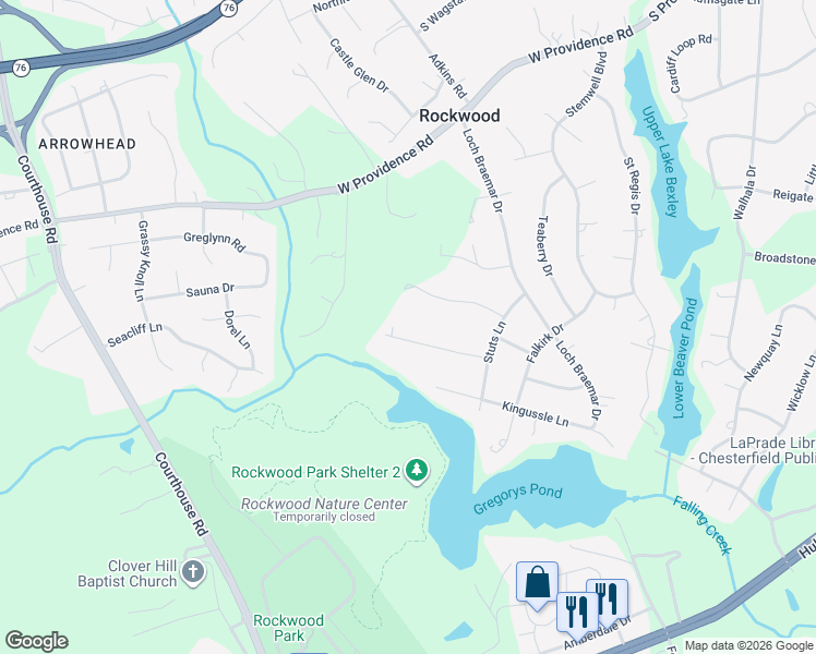 map of restaurants, bars, coffee shops, grocery stores, and more near 9927 Blarney Lane in Richmond