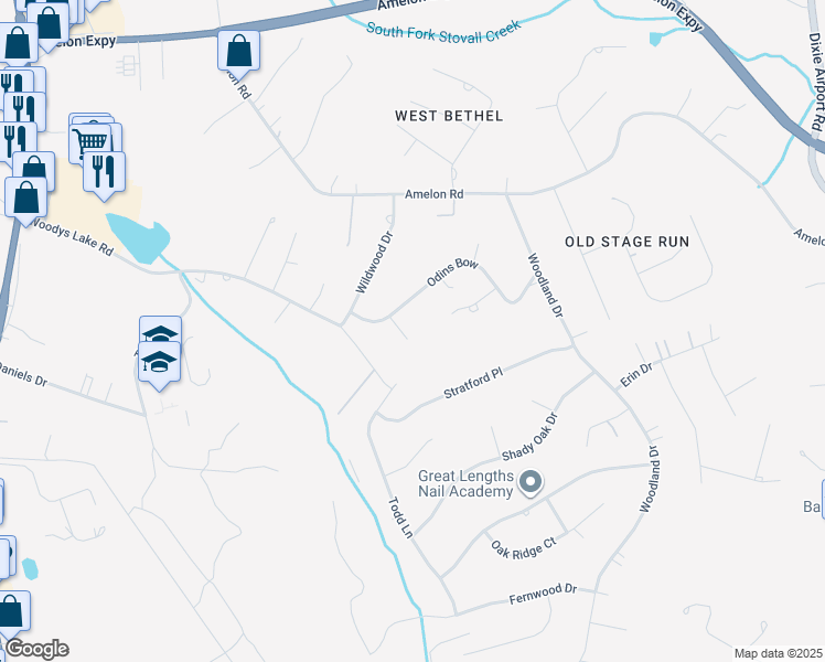 map of restaurants, bars, coffee shops, grocery stores, and more near 125 Lance Lane in Madison Heights