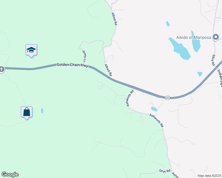 map of restaurants, bars, coffee shops, grocery stores, and more near Toyon Drive in Mariposa County
