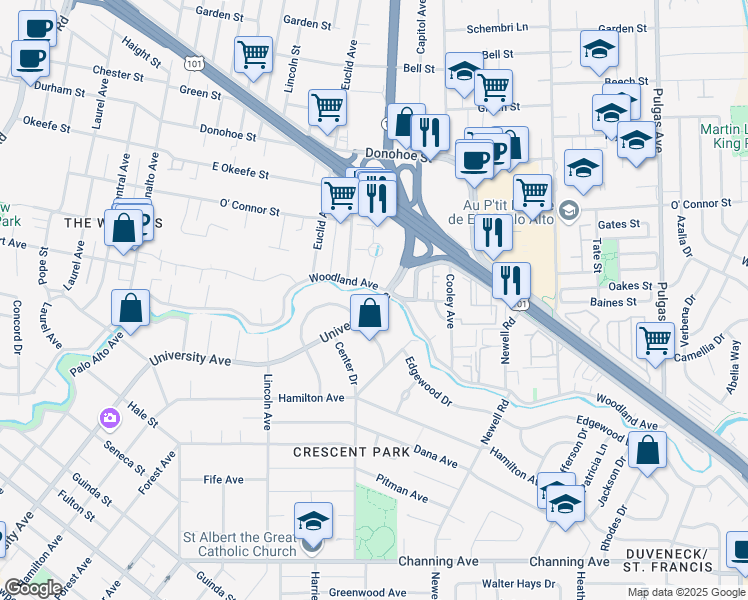 map of restaurants, bars, coffee shops, grocery stores, and more near in 