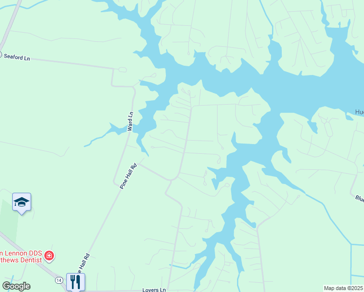 map of restaurants, bars, coffee shops, grocery stores, and more near 1155 Pine Hall Road in Mathews