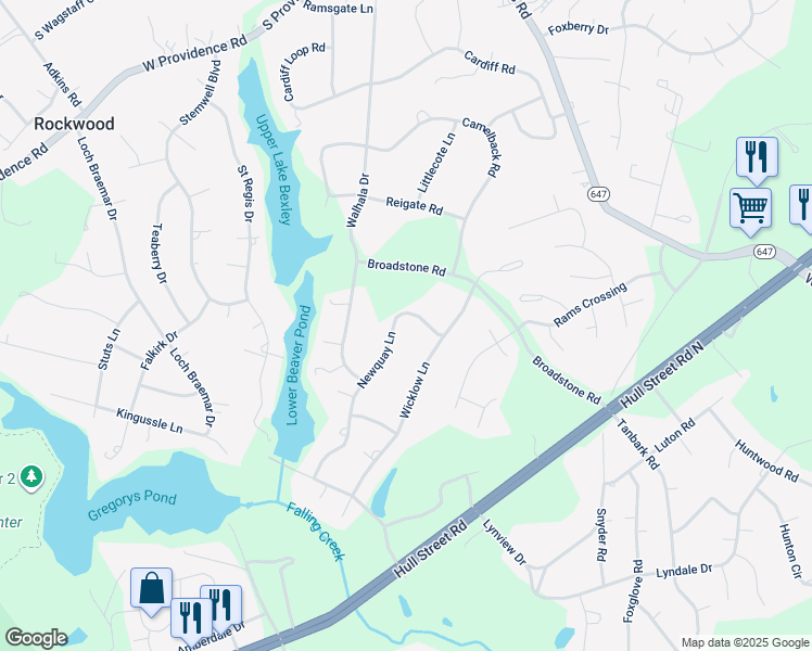 map of restaurants, bars, coffee shops, grocery stores, and more near 2721 Newquay Ln in Richmond