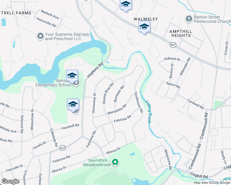 map of restaurants, bars, coffee shops, grocery stores, and more near 4848 Burnham Road in Richmond