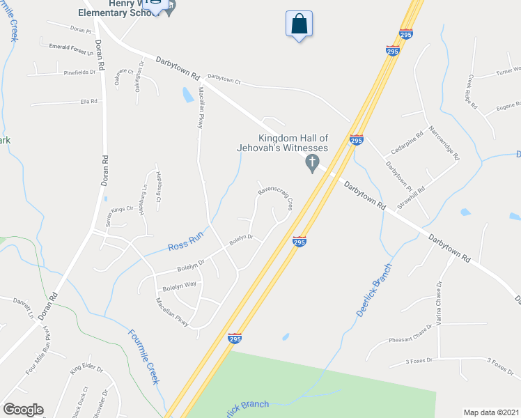 map of restaurants, bars, coffee shops, grocery stores, and more near 7116 Ravenscraig Crescent in Henrico