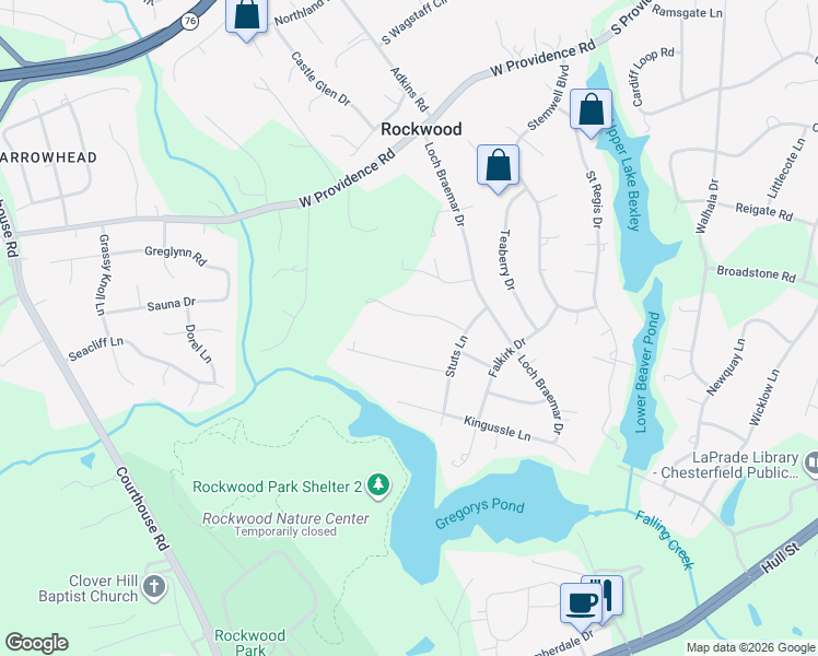 map of restaurants, bars, coffee shops, grocery stores, and more near 9927 Blarney Lane in Richmond