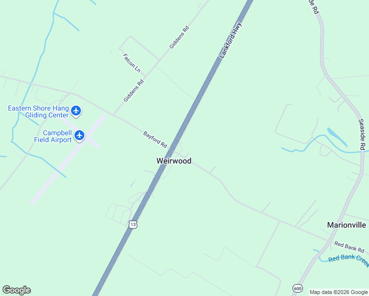 map of restaurants, bars, coffee shops, grocery stores, and more near 9361 Red Bank Road in Nassawadox