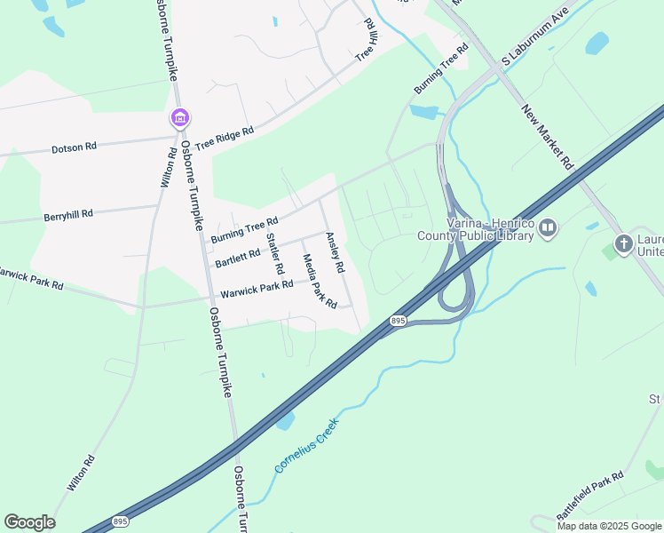 map of restaurants, bars, coffee shops, grocery stores, and more near 7544 Ansley Road in Richmond