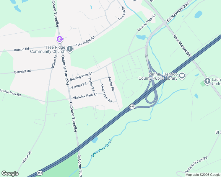map of restaurants, bars, coffee shops, grocery stores, and more near 7544 Ansley Road in Richmond