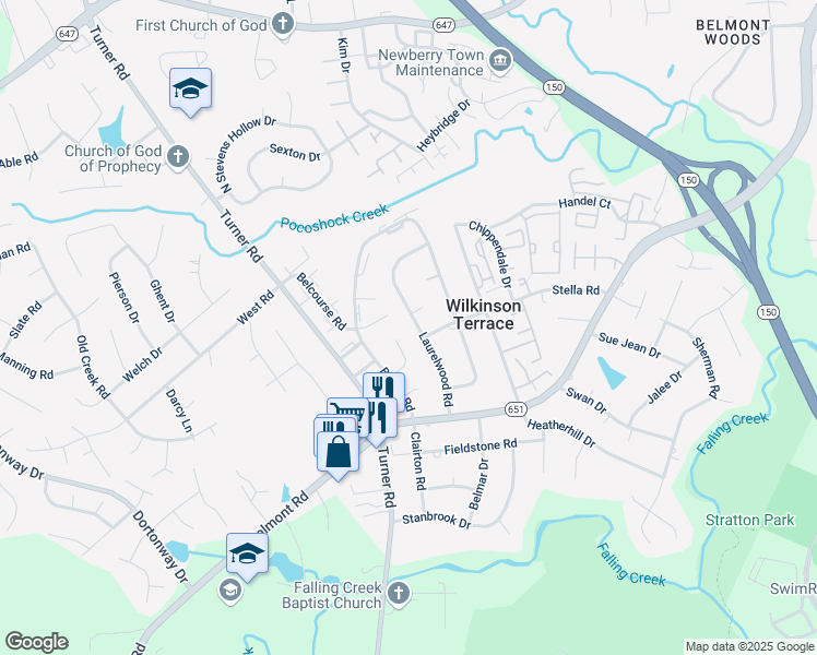 map of restaurants, bars, coffee shops, grocery stores, and more near 4038 Laurelwood Road in Richmond