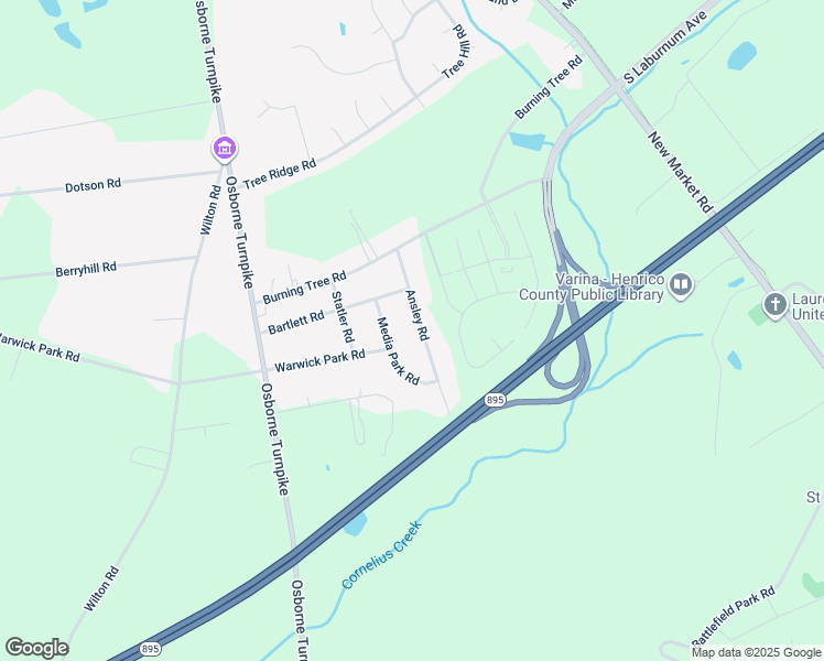 map of restaurants, bars, coffee shops, grocery stores, and more near 7544 Ansley Road in Richmond
