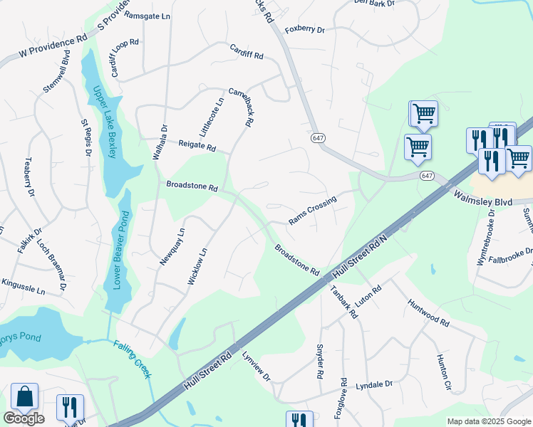 map of restaurants, bars, coffee shops, grocery stores, and more near 2604 Torquay Loop in Richmond