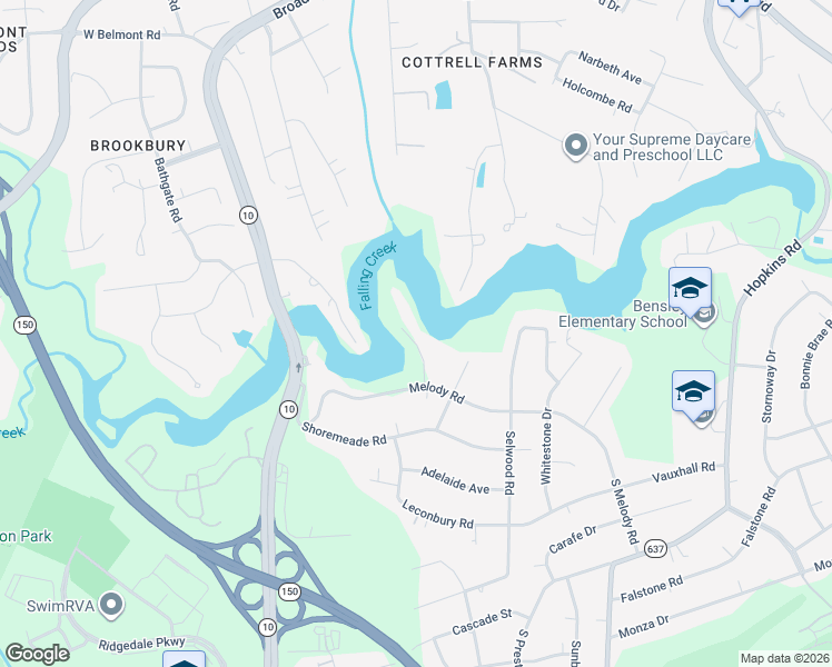 map of restaurants, bars, coffee shops, grocery stores, and more near 4629 Downland Road in Richmond