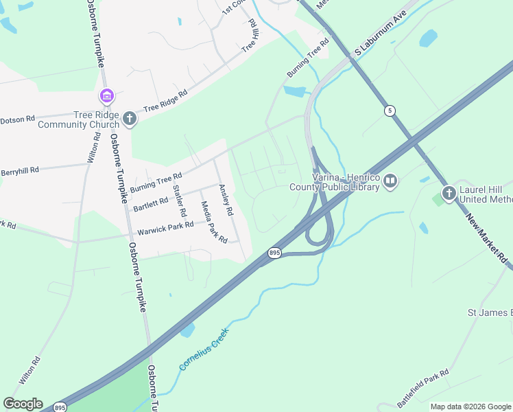 map of restaurants, bars, coffee shops, grocery stores, and more near 7555 Ansley Road in Richmond