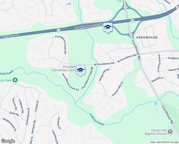 map of restaurants, bars, coffee shops, grocery stores, and more near 2212 Providence Creek Road in Richmond