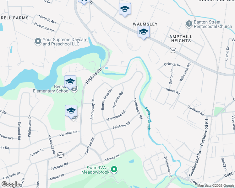 map of restaurants, bars, coffee shops, grocery stores, and more near 4848 Burnham Road in Richmond