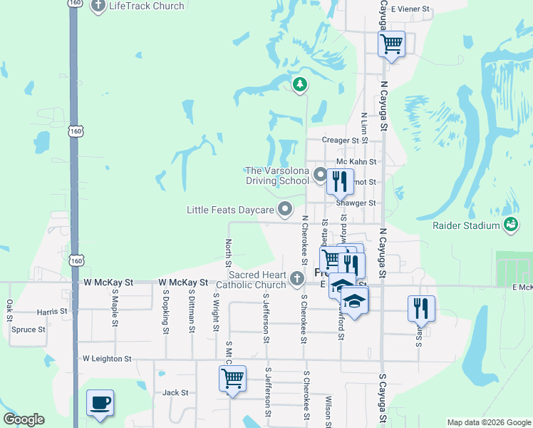 map of restaurants, bars, coffee shops, grocery stores, and more near 116 Carlton Street in Frontenac