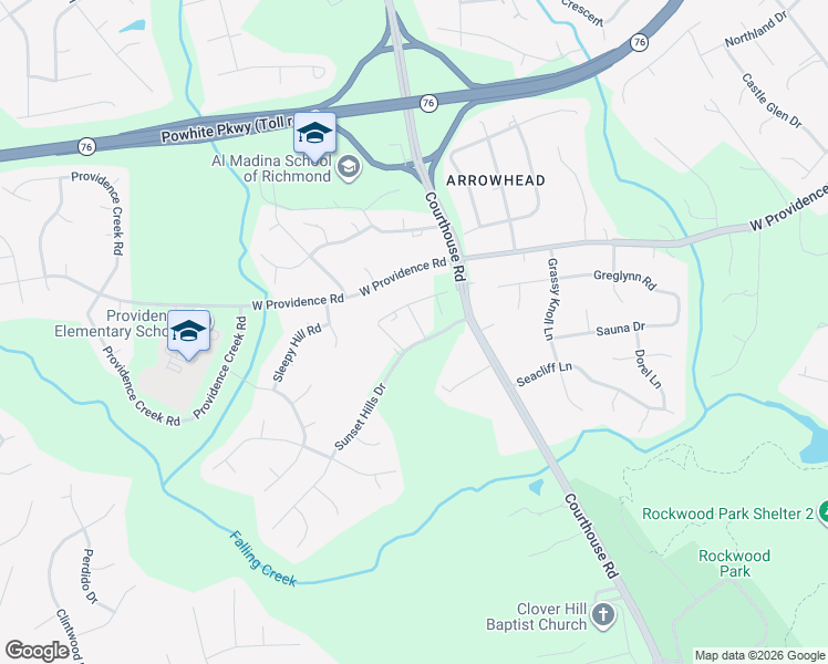 map of restaurants, bars, coffee shops, grocery stores, and more near 10702 Sunset Hills Drive in Richmond