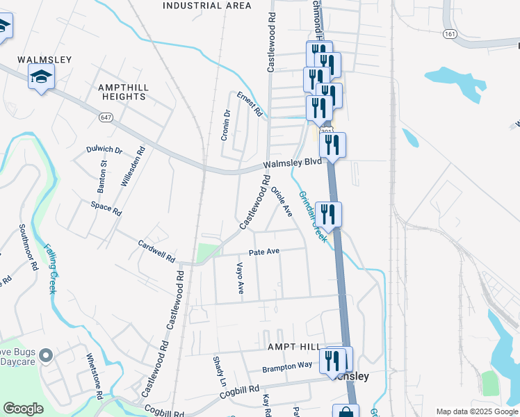 map of restaurants, bars, coffee shops, grocery stores, and more near 4810 McCarty Avenue in Richmond