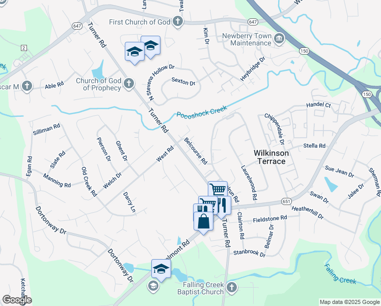 map of restaurants, bars, coffee shops, grocery stores, and more near 3834 Beechtree Court in Richmond