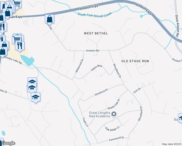 map of restaurants, bars, coffee shops, grocery stores, and more near 125 Lance Lane in Madison Heights