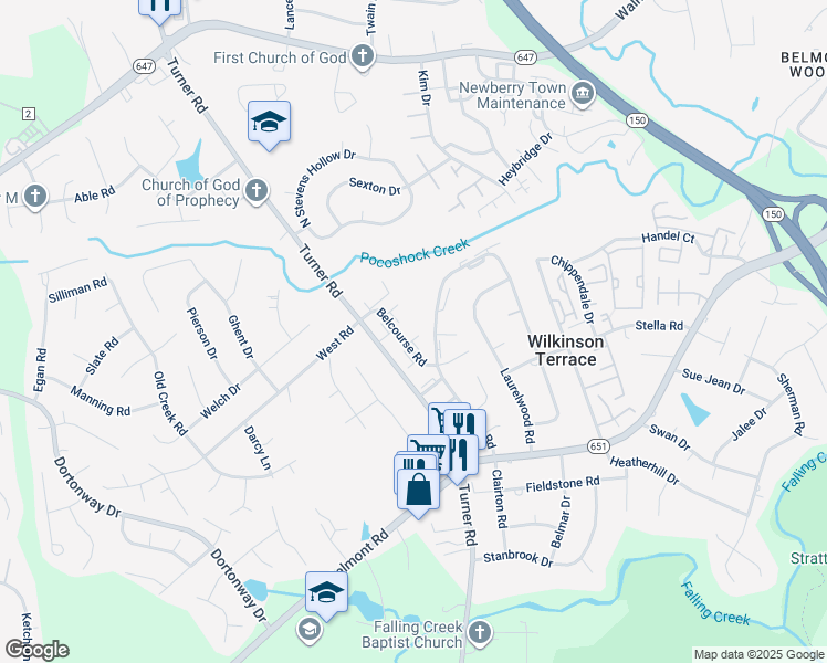 map of restaurants, bars, coffee shops, grocery stores, and more near 3911 Breezy Court in Richmond