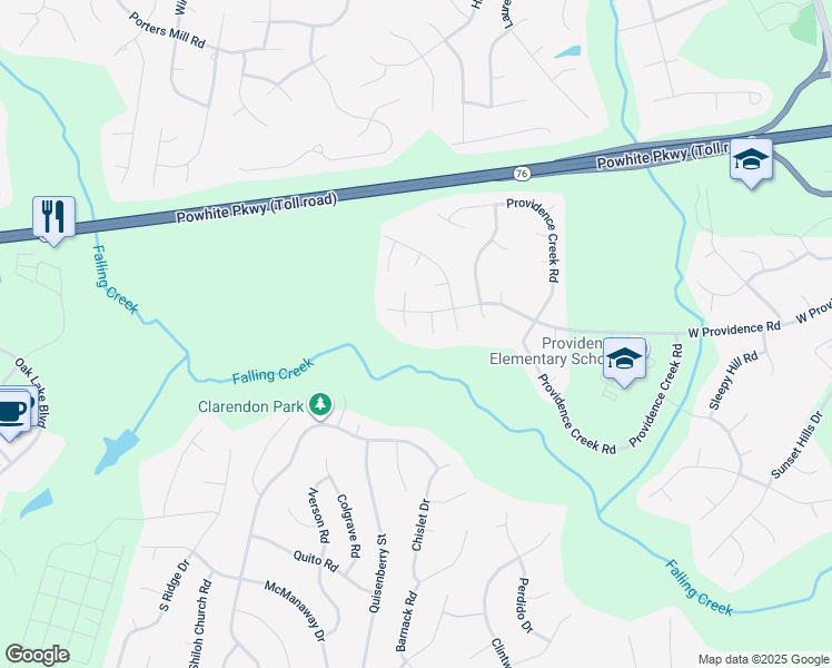 map of restaurants, bars, coffee shops, grocery stores, and more near 2113 Creek Top Way in Rockwood