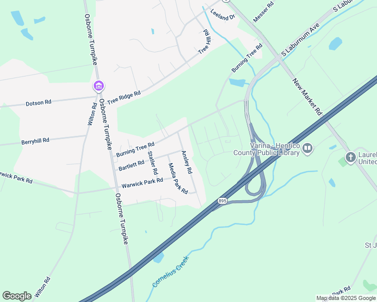 map of restaurants, bars, coffee shops, grocery stores, and more near 7503 Ansley Road in Richmond