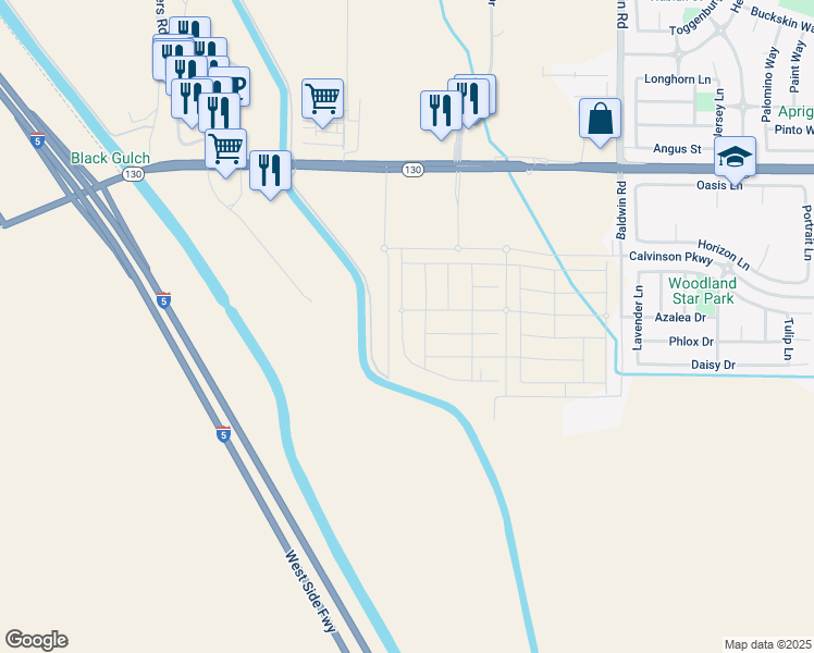 map of restaurants, bars, coffee shops, grocery stores, and more near 2236 Sperry Avenue in Patterson