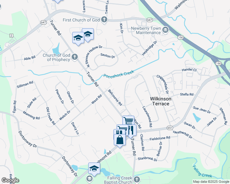 map of restaurants, bars, coffee shops, grocery stores, and more near 3827 Belker Court in Richmond
