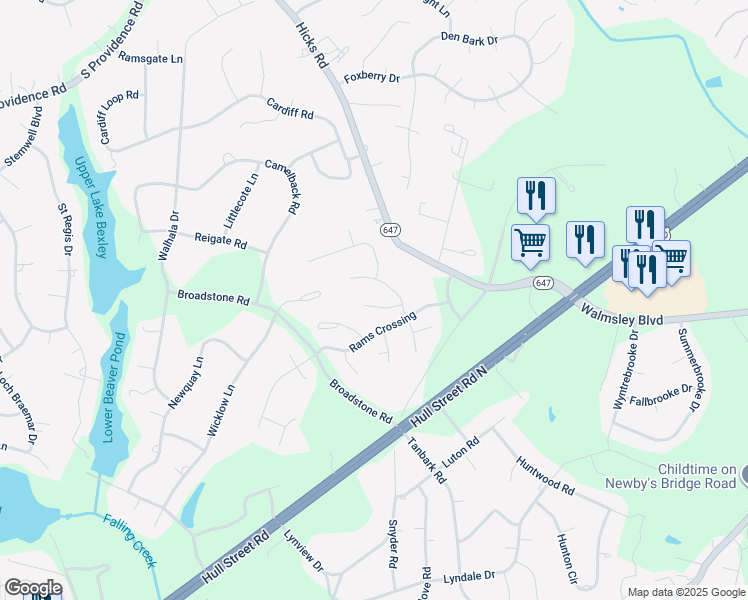 map of restaurants, bars, coffee shops, grocery stores, and more near 8708 Ewes Court in Richmond