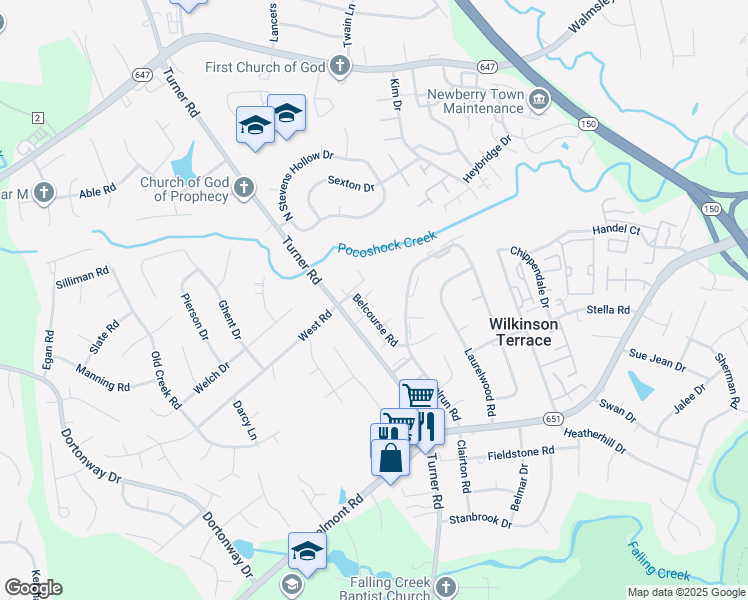 map of restaurants, bars, coffee shops, grocery stores, and more near 3825 Belker Court in Richmond